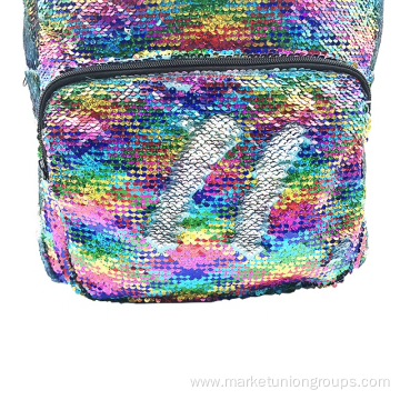 High quality reversible magic sequin backpack bag rainbow DIY large capacity school backpack for kid bag